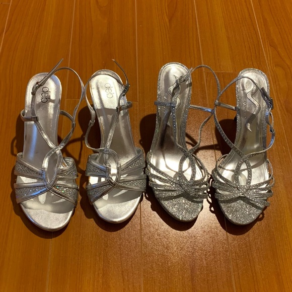[SOLD] Silver sparkly slingback heels! deb and Nina - Picture 1 of 6